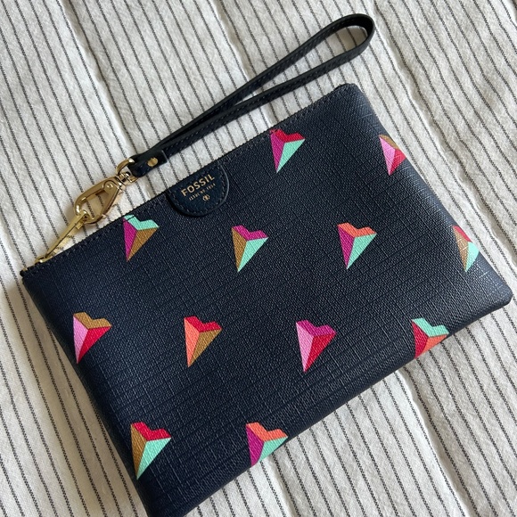 Fossil Handbags - Fossil - Wristlet - Navy Blue - Paper Plane Print